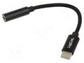 Adapter; Jack 3.5mm 4pin socket,USB C plug; 0.13m; black LOGILINK UA0398