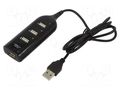 Hub USB; USB A socket x4,USB A plug; USB 2.0; black; 0.4m GEMBIRD UHB-CT02