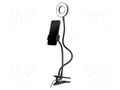 Holder; black; Features: with LED; 5W; 1.5m; smartphone GEMBIRD LED-RING4-PH-01