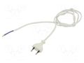 Cable; 2x0.75mm2; CEE 7/16 (C) plug,wires; PVC; 1.5m; white; 2.5A JONEX WJ-11-2/07/1.5WH