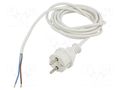 Cable; 2x1mm2; CEE 7/17 (C) plug,wires; PVC; 3m; white; 16A; 250V JONEX WJ-24-2/10/3WH