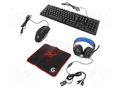 Gaming kit; black,red,blue; Jack 3,5mm,USB A; wired,US layout GEMBIRD GGS-UMGL4-02
