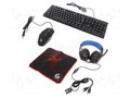 Gaming kit; black,red,blue; Jack 3,5mm,USB A; wired,US layout GEMBIRD GGS-UMGL4-02