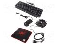 Gaming kit; black,red; Jack 3,5mm,USB A; DE layout,wired; 1.8m GEMBIRD GGS-UMGL4-01-DE