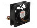 Fan: DC; axial; 12VDC; 80x80x25mm; 23dBA; EBR; 1800rpm; 1.68mmH2O Akasa DFS802512L