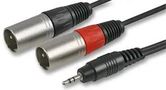 AV LEAD, 3.5MM 3P TO 2X XLR PLGS, 1M PLS00299