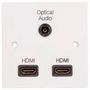 WALLPLATE,1G 2X HDMI-OPT, WHITE PELR0087