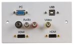 WALLPLATE, 2G, HDMI/VGA/USB B/AV PELR0104
