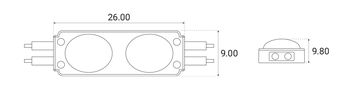 Светодиодный модуль BERGMEN AXS-2, 12VDC, 0.48W, 50lm, 183° x142°, 2x2835 SMD, IP67, холодный белый 7000K 01-001-065-03 5903268411890