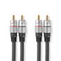 Stereo Audio Cable | 2x RCA Male | 2x RCA Male | Gold Plated | 2.50 m | Round | Anthracite | Box CAGC24200AT25 5412810314171