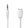 Stereo Audio Cable | 3.5 mm Male | 2x 3.5 mm Female | Nickel Plated | 0.20 m | Round | White | Envelope CAGP22100WT02 5412810280971