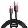 Кабель USB 2.0, A штекер - mikro-USB-штекер, 1м, QC3.0, нейлоновая оплётка, чёрный-красный, Cafule BASEUS CAMKLF-B91 6953156280342