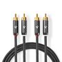 Stereo Audio Cable | 2x RCA Male | 2x RCA Male | Gold Plated | 5.00 m | Round | Grey / Gun Metal Grey | Cover Window Box CATB24200GY50 5412810318766