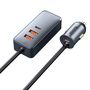 Car Quick Charger with Extension Cord 12-24V 120W 2xUSB + 2xUSB-C, Gray CCBT-A0G 6953156206670