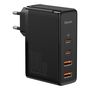 Wall Quick Charger GaN2 Pro 100W 2xUSB + 2xUSB-C QC4+ PD3.0 with USB-C Cable, Black CCGAN2P-L01 6953156204683