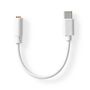 USB-C™ Adapter | USB 2.0 | USB-C™ Male | 3.5 mm Female | 0.10 m | Round | Nickel Plated | PVC | White | Box CCGB65950WT01 5412810336593