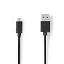 USB Cable | USB 2.0 | USB-A Male | USB Micro-B Male | 11 W | 480 Mbps | Nickel Plated | 2.00 m | Round | PVC | Black | Label CCGL60500BK20 5412810421626