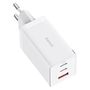 Seinalaadija GaN5 Pro 65 W USB + 2xUSB-C QC3.0 PD3.0 USB-C 1 m kaabliga, valge CCGP120202 6932172617516