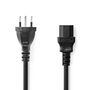 Power Cable | CH Type 12 | IEC-320-C13 | Straight | Straight | Nickel Plated | 5.00 m | Round | PVC | Black | Envelope CEGP11200BK50 5412810281749