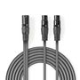 Balanced Audio Cable | XLR 3-Pin Male | 2x XLR 3-Pin Female | Nickel Plated | 1.50 m | Round | PVC | Dark Grey | Carton Sleeve COTH15025GY15 5412810295593