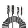 Balanced Audio Cable | 2x XLR 3-Pin Male | 2x RCA Male | Nickel Plated | 1.50 m | Round | PVC | Dark Grey | Carton Sleeve COTH15210GY15 5412810295784