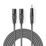 Balanced Audio Cable | 2x XLR 3-Pin Male | 3.5 mm Male | Nickel Plated | 3.00 m | Round | PVC | Dark Grey | Carton Sleeve COTH15310GY30 5412810295876