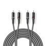 Stereo Audio Cable | 2x RCA Male | 2x RCA Male | Nickel Plated | 1.50 m | Round | Dark Grey | Carton Sleeve COTH24200GY15 5412810295364