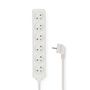 Extension Socket | Type E (CEE 7/6) | 6-Way | 1.50 m | 3680 W | 16 A | Kind of grounding: Pin Earth | 230 V AC 50/60 Hz | Socket angle: 45 ° | H05VV-F 3G1.5mm² | White ESOC615E1WT 5412810465996