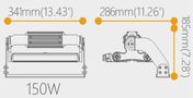 LED prožektor 150W, 230Vac, 21000lm, 4000K, IP65, IK08, must, 1-10V hämardatav, Variflood Gen II FK-VD150-A16N-HM2