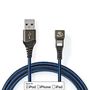 USB Cable | USB 2.0 | Apple Lightning 8-Pin | USB-A Male | 12 W | 480 Mbps | Nickel Plated | 1.00 m | Round | Braided / Nylon | Black / Blue | Cover Window Box GCTB39300AL10 5412810326808