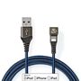 USB Cable | USB 2.0 | Apple Lightning 8-Pin | USB-A Male | 12 W | 480 Mbps | Nickel Plated | 2.00 m | Round | Braided / Nylon | Black / Blue | Cover Window Box GCTB39300AL20 5412810326815