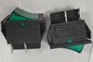 Rocker switch; ON-OFF, fixed, 4pins. 16A/250Vac, 22.1x30mm, DPST, green KE/BI/2F/G