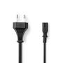 Power Cable | Euro Male | IEC-320-C7 | Straight | Straight | Nickel Plated | 3.00 m | Flat | PVC | Black | Box PCGB11040BK30 5412810305520