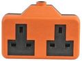 SOCKET, EXTENSION, 2WAY, RUBBER, ORANGE 0139-OR