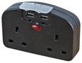 TRAVEL ADAPTOR EURO 2 WAY WITH USB BLK PEL00425