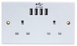 2-GANG UNSWITCHED SOCKET, 4 X USB, 4.8A 2248U