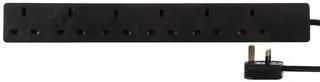 EXTENSION LEAD SIX GANG BLACK 2M PELB1418
