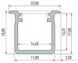 Anodeeritud alumiiniumprofiil LED ribale, sügav, G, 1m, LUMINES PROF-G-1Ms