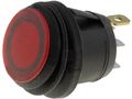Rocker switch; ON-OFF, fixed. 4pins. 6A/250Vac, Ø17.5mm DPST-NO illuminated, red R13-527B2L-02/R