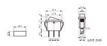 Rocker switch; ON-OFF, fixed, 3pins. 15A/250Vac, 30.5x13.5mm SPST, illuminatad, red, NEON R13-91B-01/R