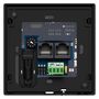Glass front wall panel with TFT display, touch buttons, temperature, and CO2 sensor. Communication Modbus RTU or BACnet MS/TP. Power supply 24 V AC/DC TP-C-DISP-B