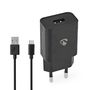 Wall Charger | 5 W | 1.0 A | Number of outputs: 1 | USB-A | Micro USB (Loose) Cable | 1.00 m | Single Voltage Output | Black WCHAM105ABK 5412810408436