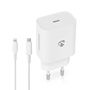 Wall Charger | 20 W | Quick charge feature | 1.67 / 2.22 / 3.0 A | Number of outputs: 1 | USB-C™ | Lightning 8-Pin (Loose) Cable | 1.00 m | Automatic Voltage Selection | White WCPDL20W112WT 5412810334667