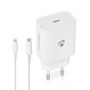 Wall Charger | 20 W | PD3.0 20W | Quick charge feature | 1.67 / 2.22 / 3.0 A | Number of outputs: 1 | USB-C™ | Lightning 8-Pin (Loose) Cable | 1.00 m | Automatic Voltage Selection | White WCPDL20W112WT 5412810334667