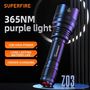 LED UV flashlight, 12W , 365Nm, rechargable USB-C, SUPERFIRE Z03