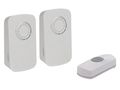 WIRELESS BATTERY OPERATED DOOR BELL KIT WITH 2 CHIMES AND 1 PUSH BUTTON EDMTWR 5410329669676; 5410329682217; 5410329682224