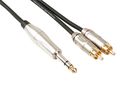 RCA-JACK CABLE - 2 x RCA MALE to JACK 6.35 mm - STEREO - 6 m PAC131 5410329436643; 5410329495800; 5410329540968