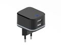 COMPACT CHARGER WITH DUAL USB OUTPUT 5 V - 4.8 A max. - 24 W max. - black PSS6EUSB40B 5410329711658