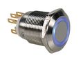 STAINLESS STEEL PUSH BUTTON SPDT 1NO 1NC - BLUE RING - 19mm R1900B 5410329380908; 5410329491277