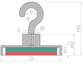 Hook Magnet Ø16mm NdFeB N38 MAG/HOOK/16